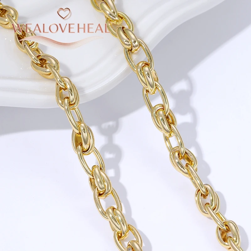 2026 Neue 18 Karat vergoldete Messing-Ketten zum Basteln, glatte ovale Metallkette für Armband-Halsketten, DIY-Schmuckherstellung – Detail 19