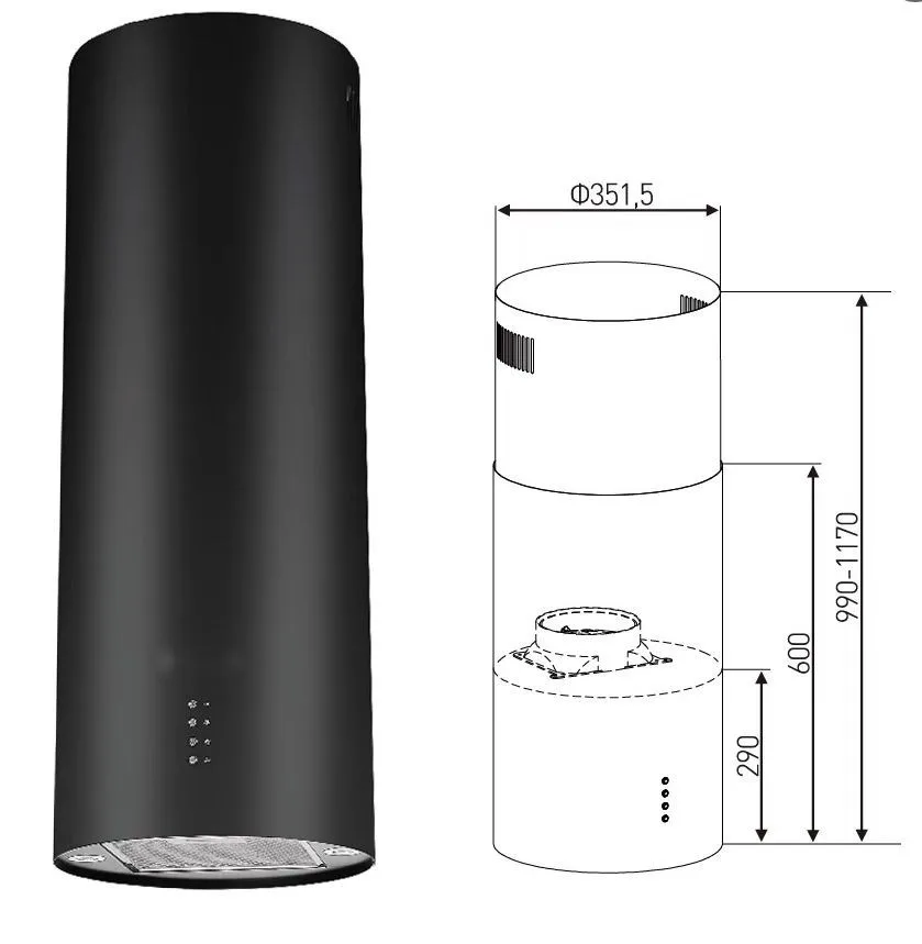 Island Range Hood 13.8 Inch Ceiling Mount Kitchen Extractor Fan Stainless Steel Ductless Exhaust Chimney with LED Touch Control 4