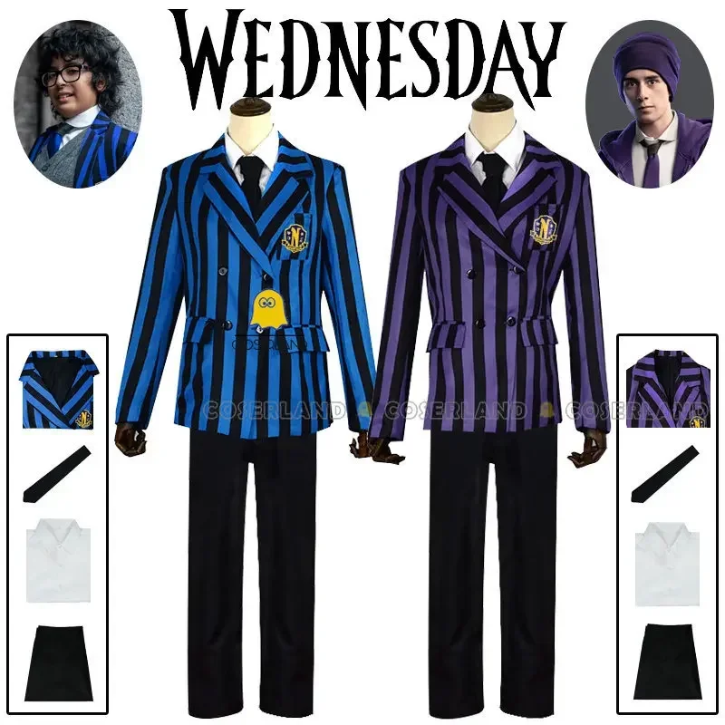 

Wednesday Addams School Uniform Cosplay Costume Eugene Otinger Nevermore Academy Men Pants Outfit Ajax Vintage Gothic Christmas
