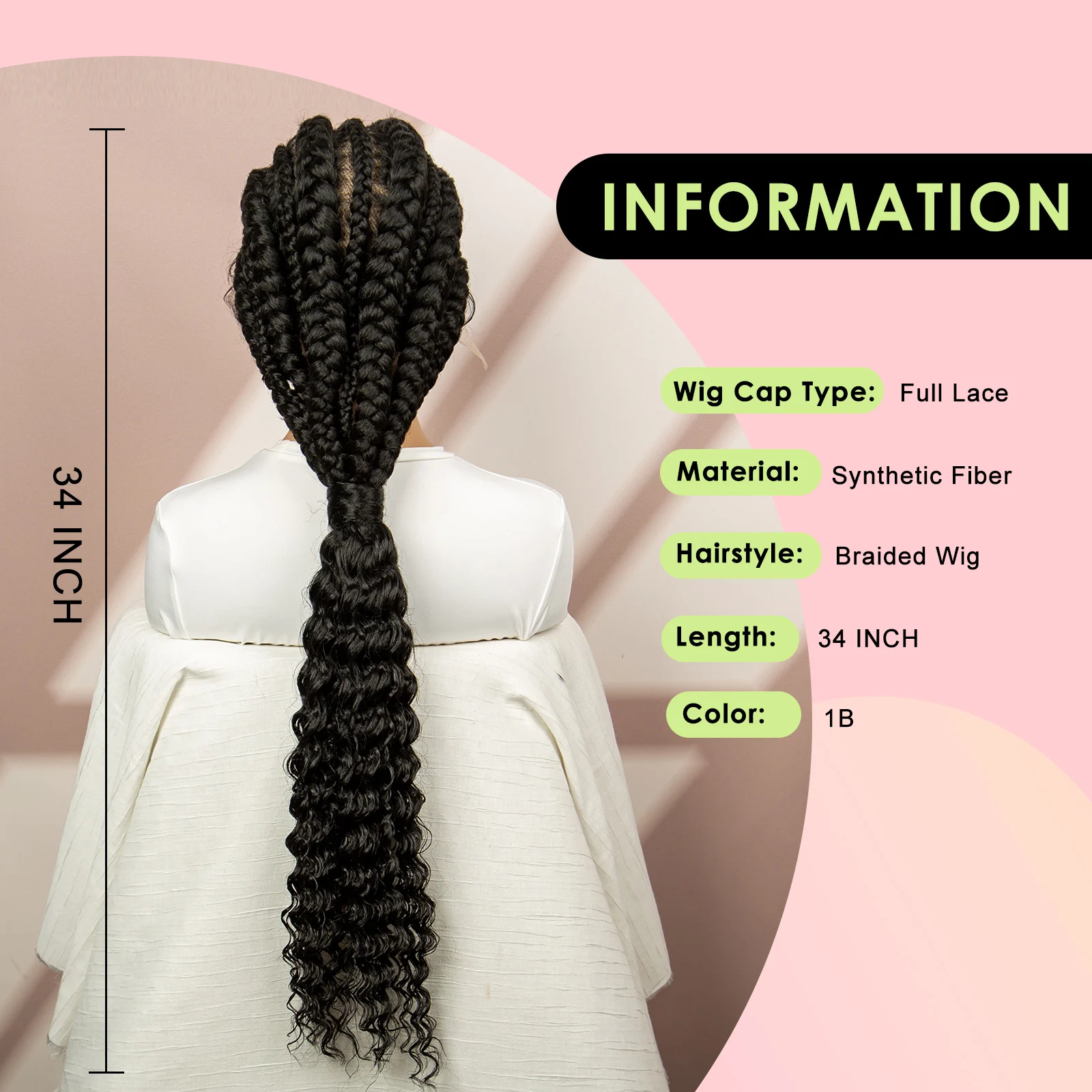 Parrucche sintetiche intrecciate olandese Parrucca intrecciata cornrow in pizzo pieno con capelli del bambino Parrucca piena in pizzo Trecce protettive da 30 pollici - immagine 6