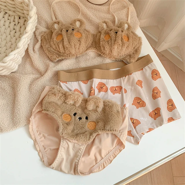 Autumn Winter Cartoon Plush Women Lingerie Sets Underwear Female Lovely Bear  Soft Warm Bra Sets Girls' Ropa Interior Femenina - AliExpress