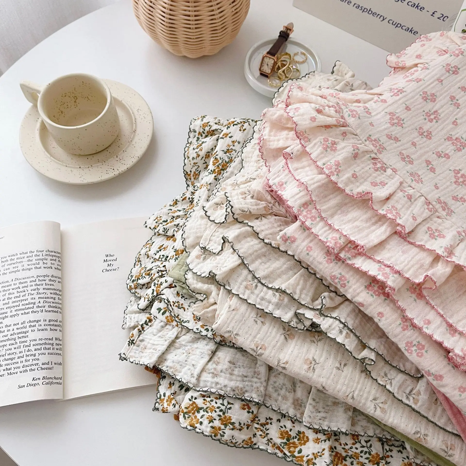 Korean Vintage Floral Printed Ruffled Cotton Baby Duvet Cover Kids Children Infant Cot Crib Duvet Covers
