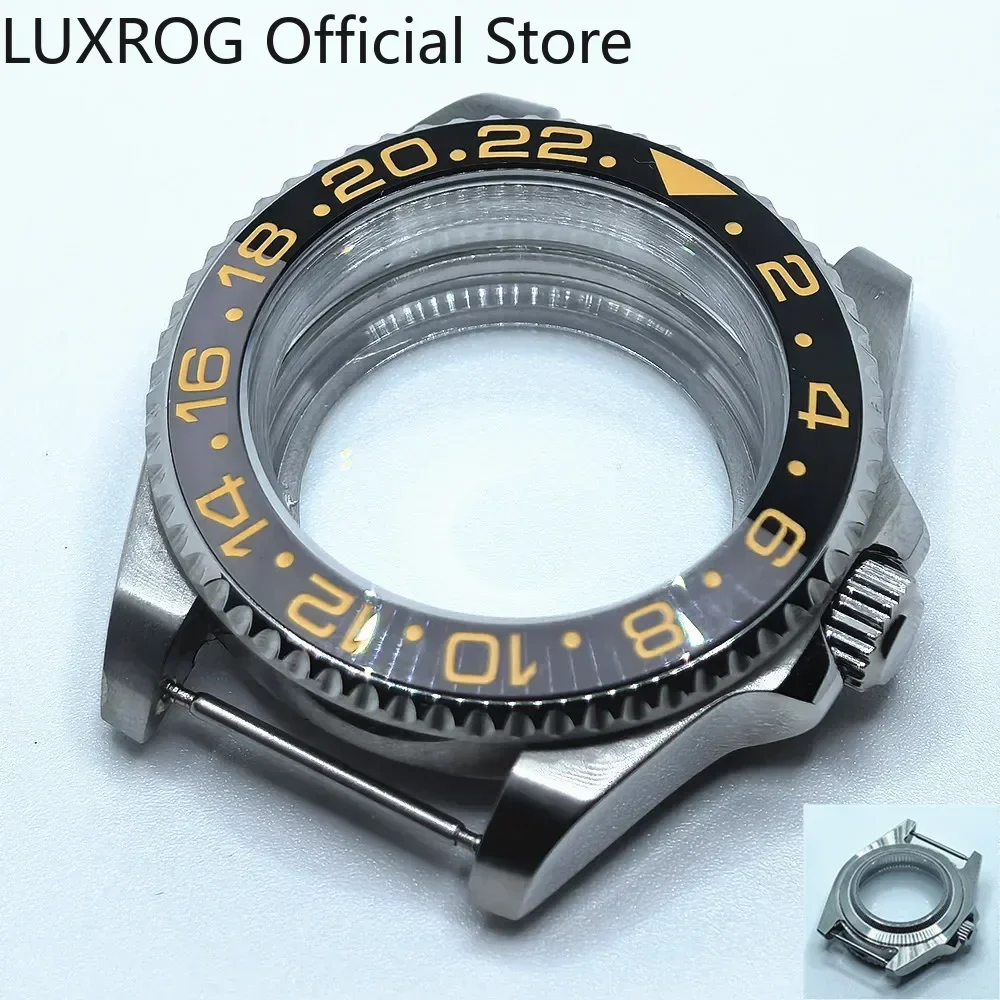 Stainless Steel 40MM Black Blue Ceramic Insert Watch Case