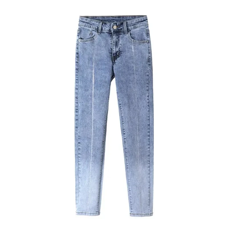 Fashionable Small Leg Women's Jeans Pantalones Tiro Alto Mujer High Waisted Slim Fit Elastic Skinny Casual Pencil Women Pants