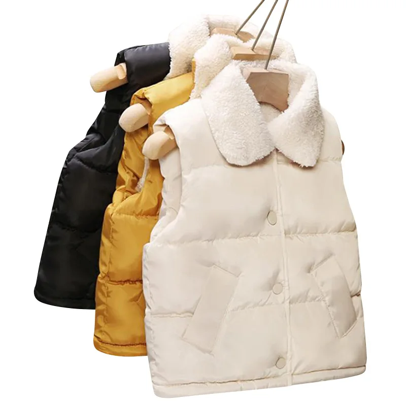 Children Vest Autumn Winter Baby Boys Girls Down Cotton Zipper Thicken Warm 1-8Y