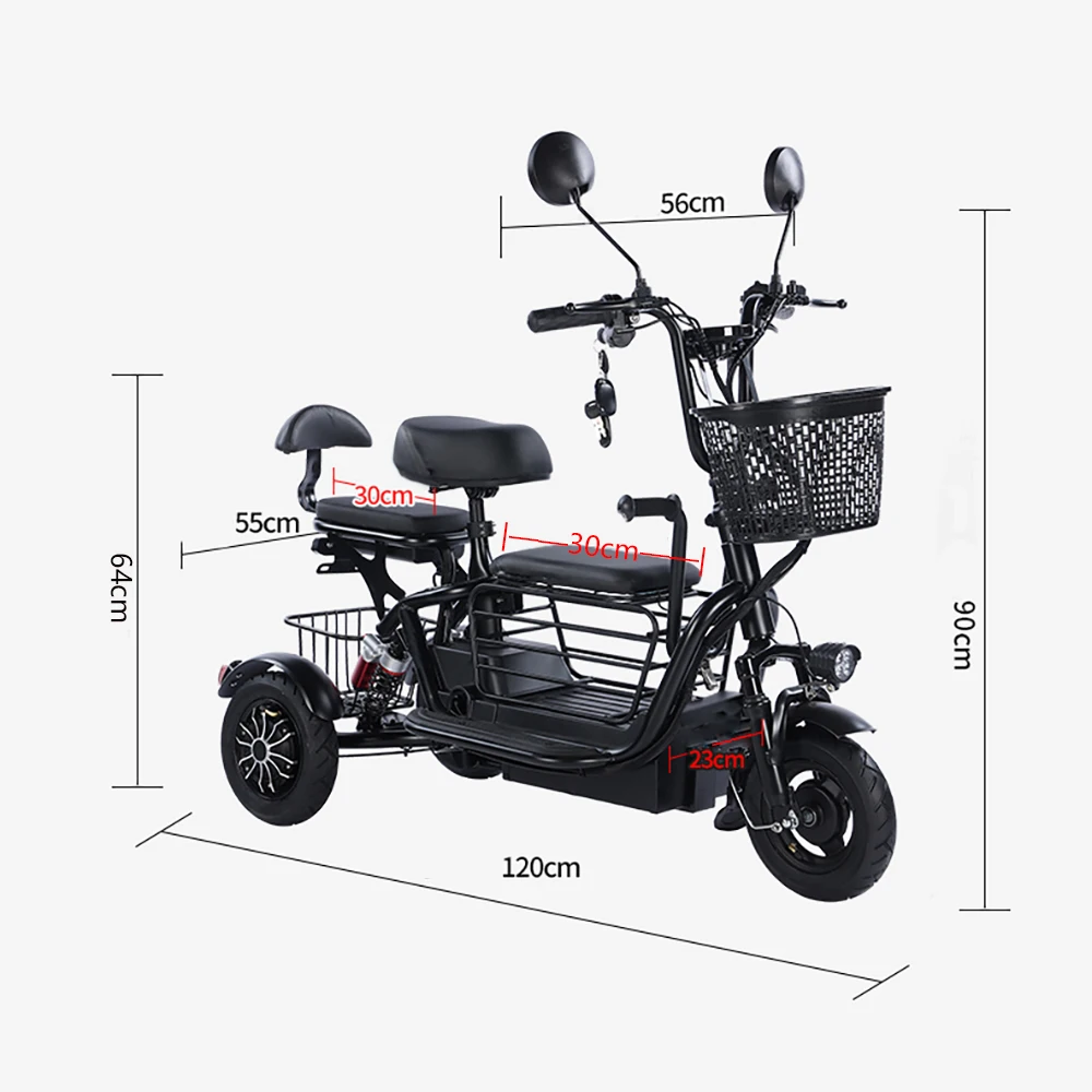 Electric Tricycle 48V 400W Mini Flash Charging Removable Lithium