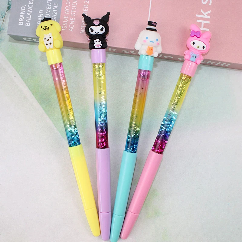 

Sanrio 1pcs Cartoon Gel Pen Cute Quicksand Pens Students Write Stationery 0.5 Black School Office Signature Supply Gifts Pen