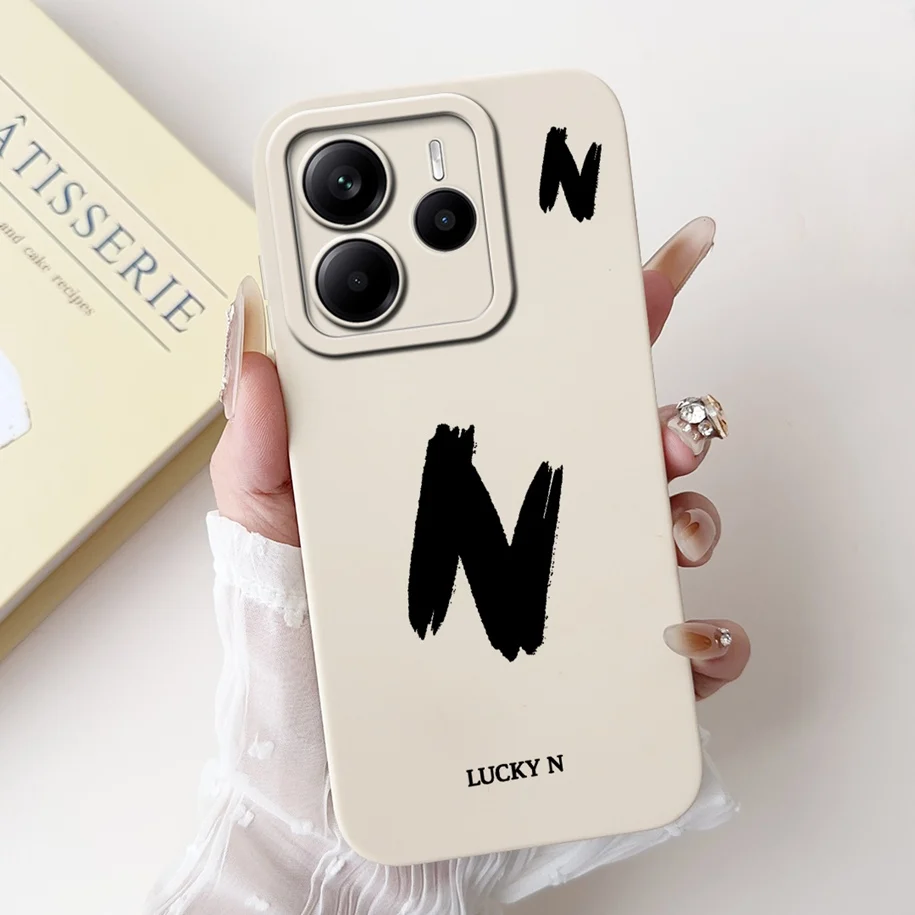 Cute Letters Soft Silicone Phone Case - Global Cover for Xiaomi Redmi Note 14 2025