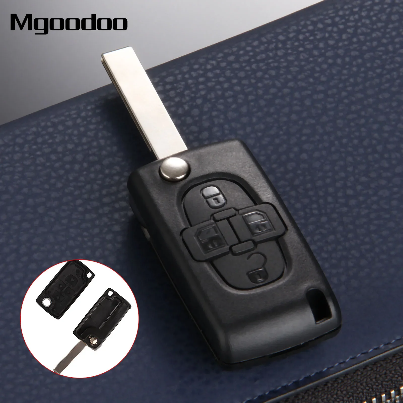 Mgoodoo Replacement Key Shell 4 Buttons Flip Folding Remote Key Case Fob Cover Blank Blade For Peugeot 1007 Citroen C8