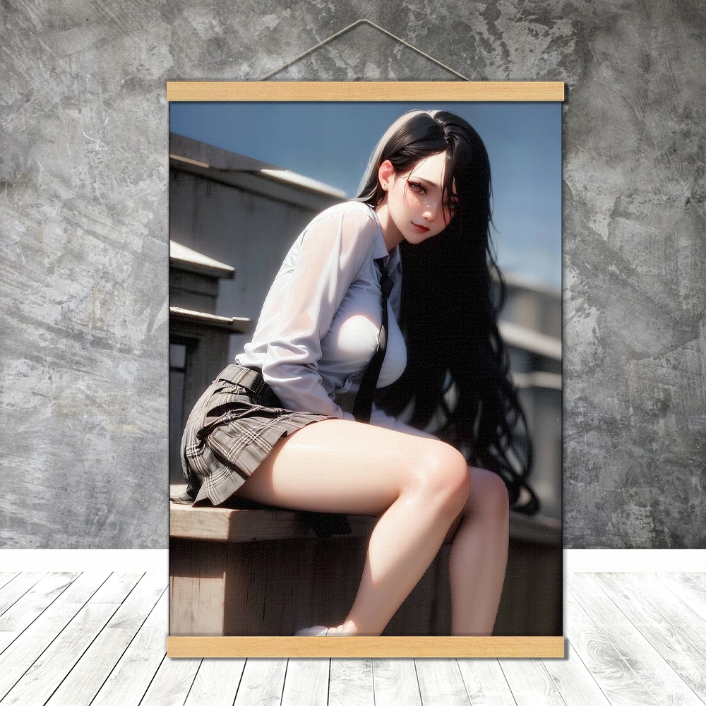 Ai Girl Poster Women Asian 3D Videogioco Pittura Decor Scroll Digital Ai Art Print Canvas Unframed Arazzo Decorativo