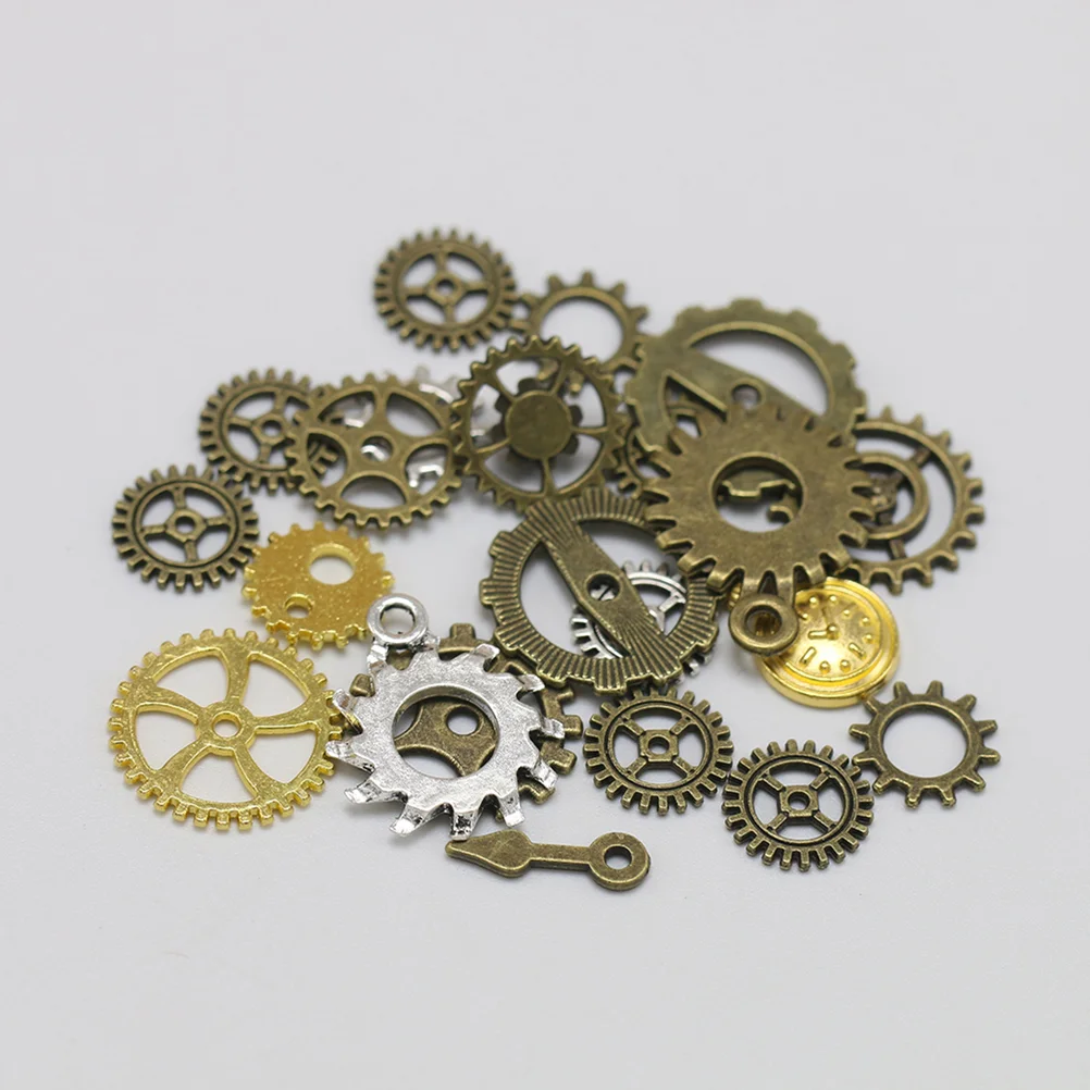 

50 Pcs DIY Necklace Supplies Steampunk Gear Charms Bulk Pendant for Jewelry Making