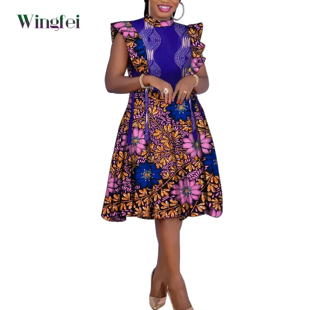 African Dashiki Dress With Headwrap – Floral Print, 100% Cotton, Casual & Party Wear - View #8