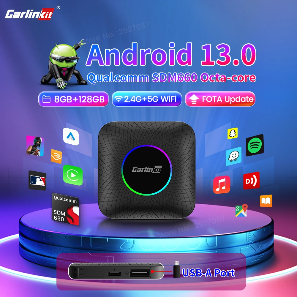 

2024 CarlinKit CarPlay Ai Box SDM660 Android 13 TV Box Wireless CarPlay Android Auto for OEM Car Multimedia Video Streaming Box