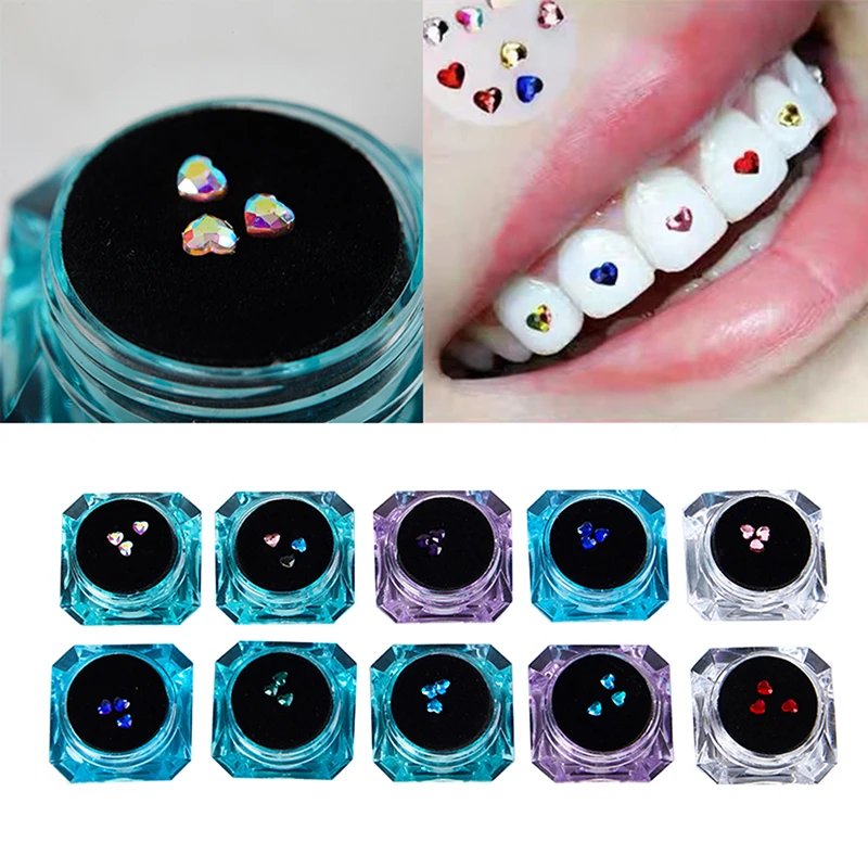 3pcs/box Dental Tooth Gems Crystal Diamond Ornament Various Shapes