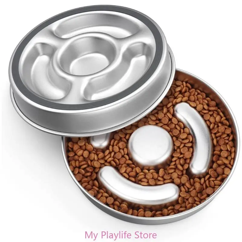 

Pet Dog Stainless Steel Slow Feeding Bowl Puppy Cat Slow Eating Dish Anti-Chock Food Plate Feeding Dog Cat Food Bowl
