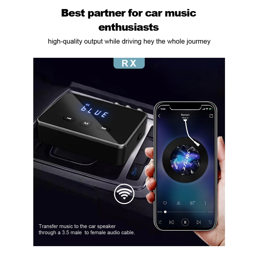 Wireless Audio Receiver Transmitter with RCA AUX for TV Car PC