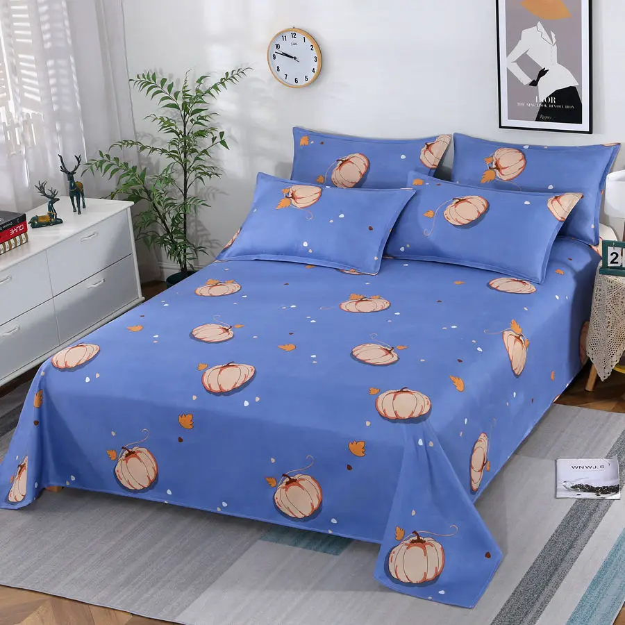 3pcs/Set Home Textile Bed Sheet Set with Pillowcases Cotton Material Lovers Room Bedding Flat Sheet Bed Sheet Set