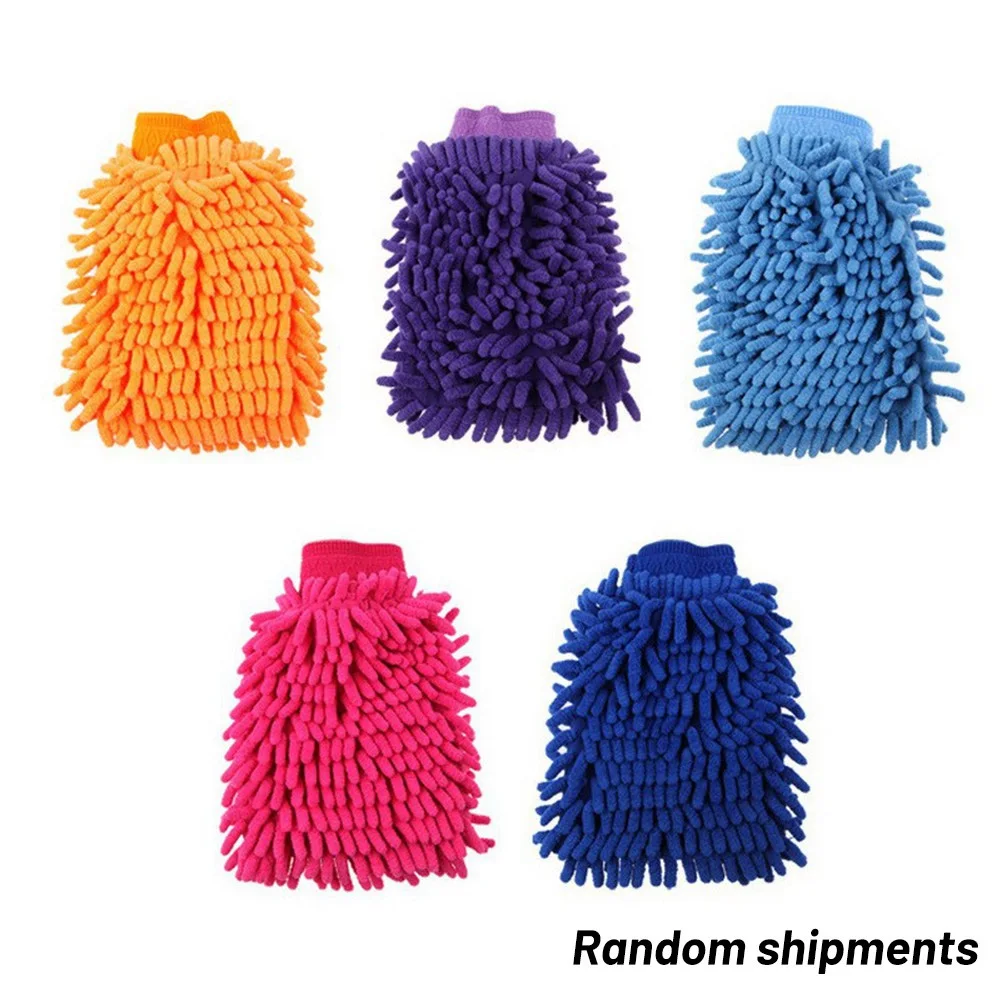 Car Wash Gloves Chenille Coral Fleece Gloves Washing Wiper Car Cleaning Towel Auto Dust Washer Mitt Car Cleaning Accessories