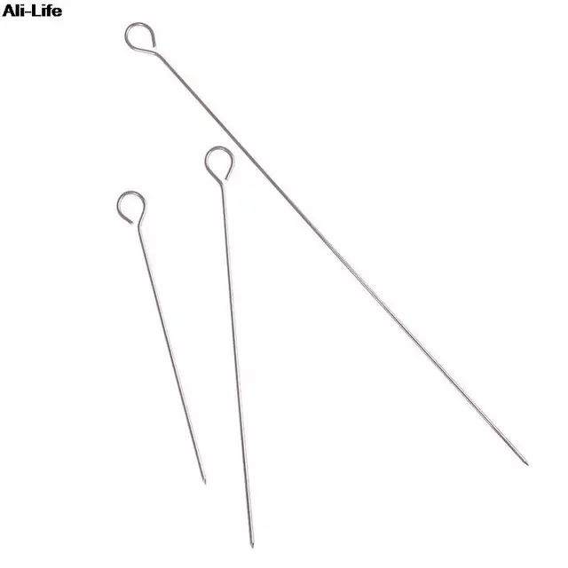 10Db Kültéri Kemping Piknik Hús Libakerek Kerek Sült Nyárs Rozsdamentes Acél Grillező Tű Barbeque Konyhai Edények - Image 4