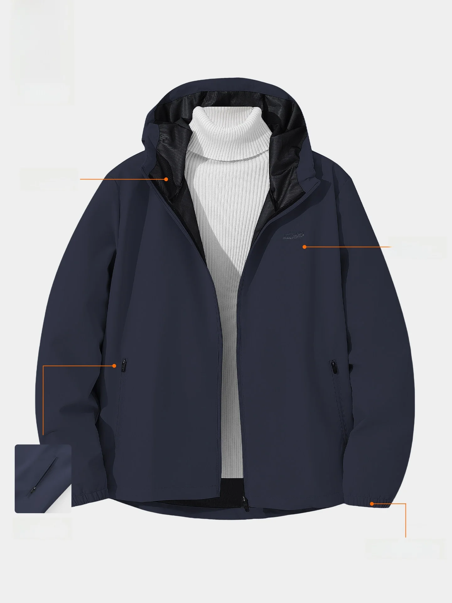 36도 남성용 후드가 달린 얇은 스포츠 재킷 야외 편안한 방수 봄 통근용 윈드브레이커 캐주얼 야외 스포츠웨어