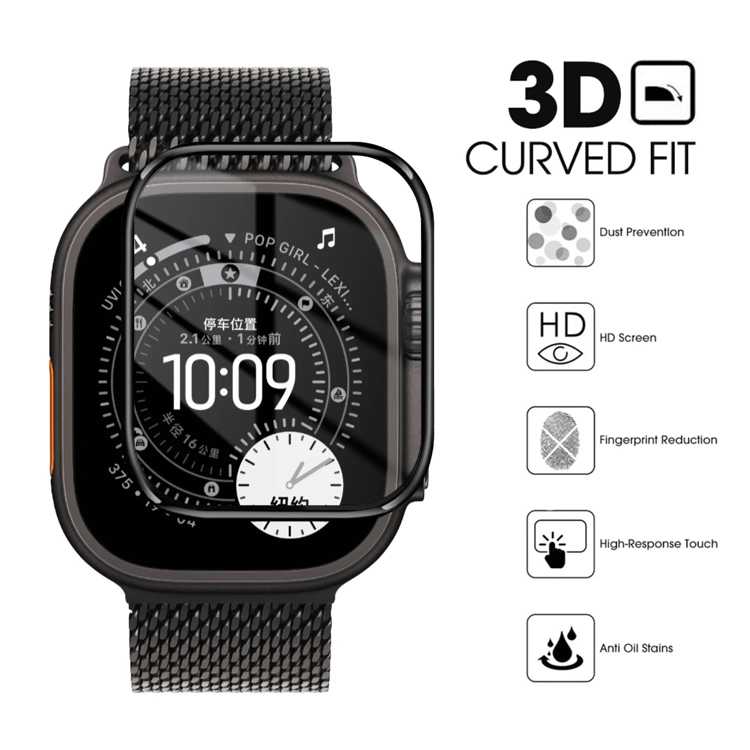 Soft PMMA Protective Films for IWatch Ultra 3/2/1 3D Curved Screen Protector HD Flexible Film for Apple Watch Ultra 3 2 1 49MM