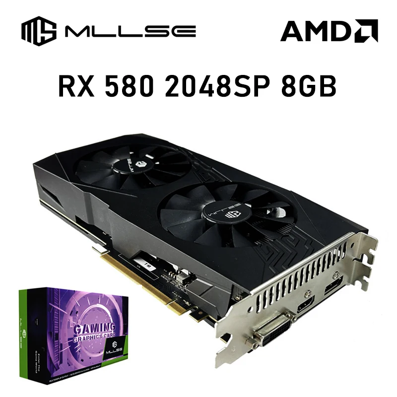 Placa Gráfica Mllse-amd Radeon rx 580 8g Gddr5 256bit 2048sp Pci Express 3.0×16 Gpu Jogos de Computador rx 580 8gb