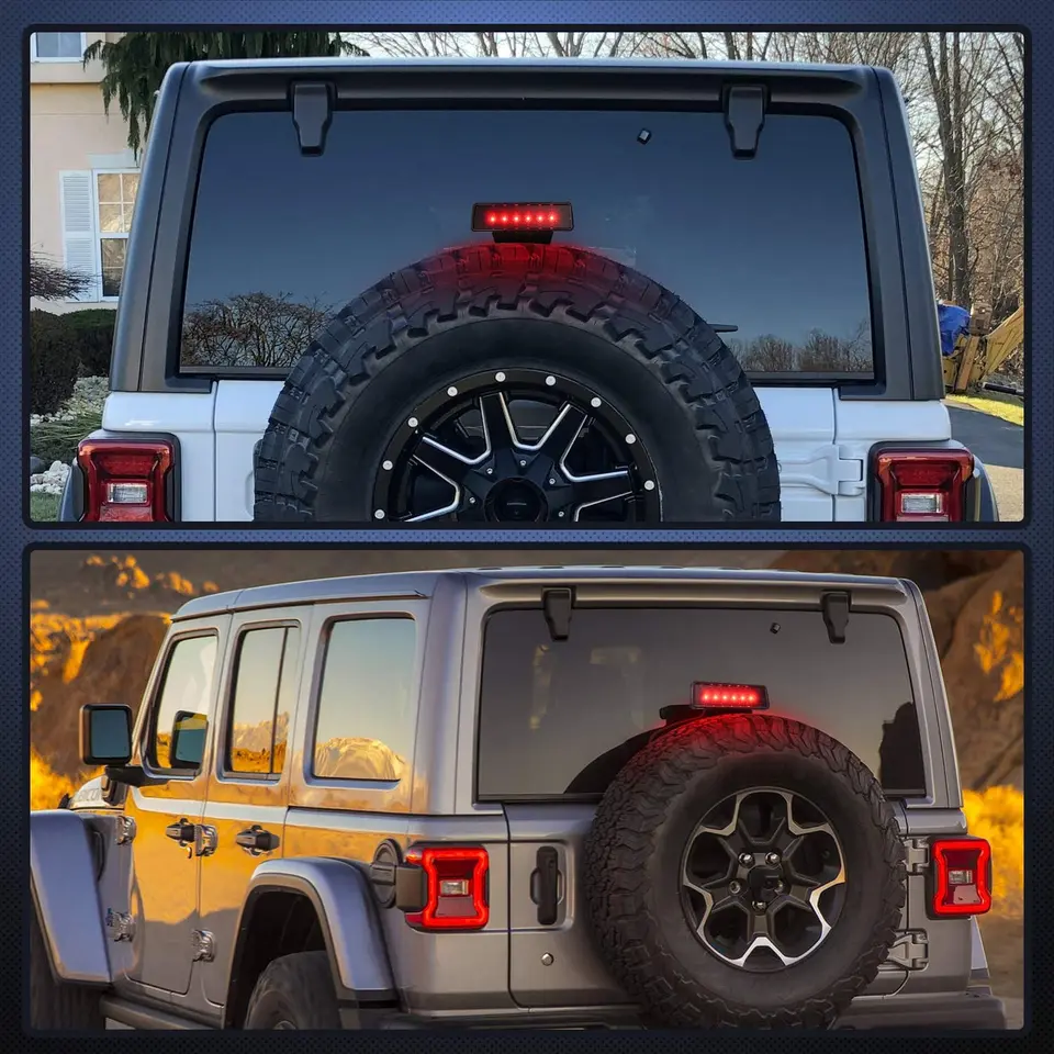 Terza Luce Freno A LED Per Jeep Wrangler JK 2007-2018 | Lente Fumé | Impermeabile IP68 | Plug And Play