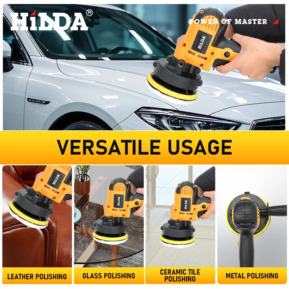 Car Polisher Cordless Car Polisher Electric Polisher HILDA Electric Car Polisher Machine Auto Polishing Machine Adjustable Speed Sanding Waxing Tools Car Accessories Powewr Tools