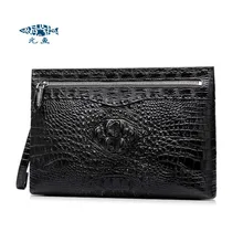 

yuanyu Thailand crocodile handbags male crocodile leather Hand bag large capacity business men clutch bag zipper black