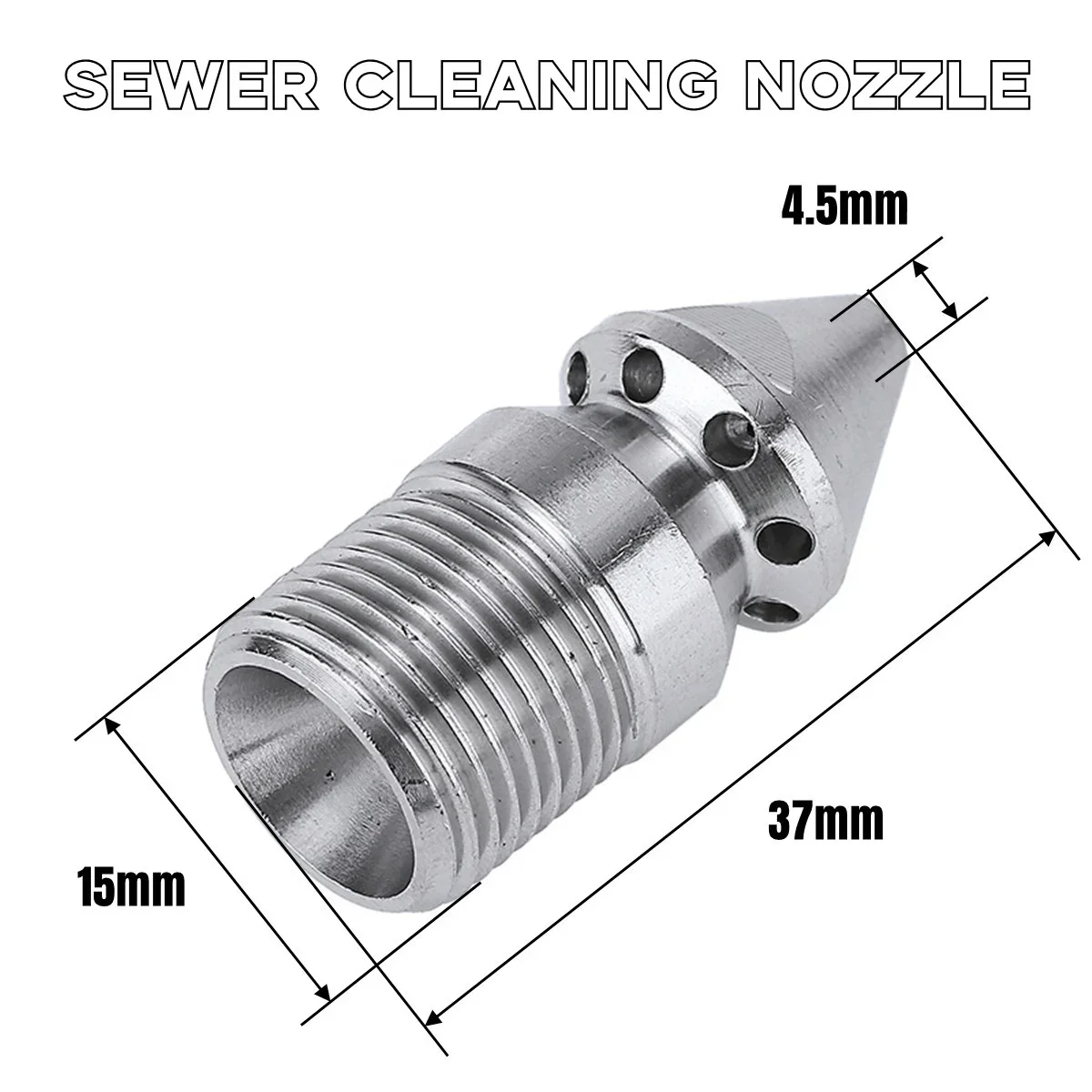 

1PCS Pressure Washer Drain / Sewer Cleaning Jetter Nozzle 9 Jet 3/8" Male 4.5 Rotary Cleaning Nozzle Stainless Steel 303