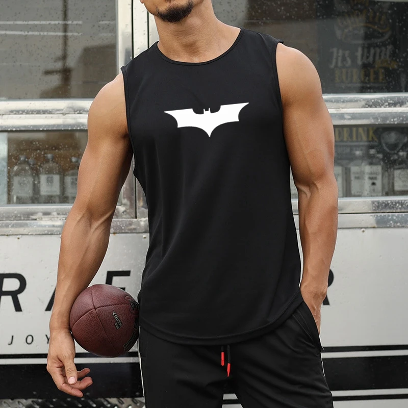 

Men's Summer New Quick-Drying Breathable Loose Fitness Sleeveless Training Vest T-Shirt Bat print Sports Casual Trend Daily Tops