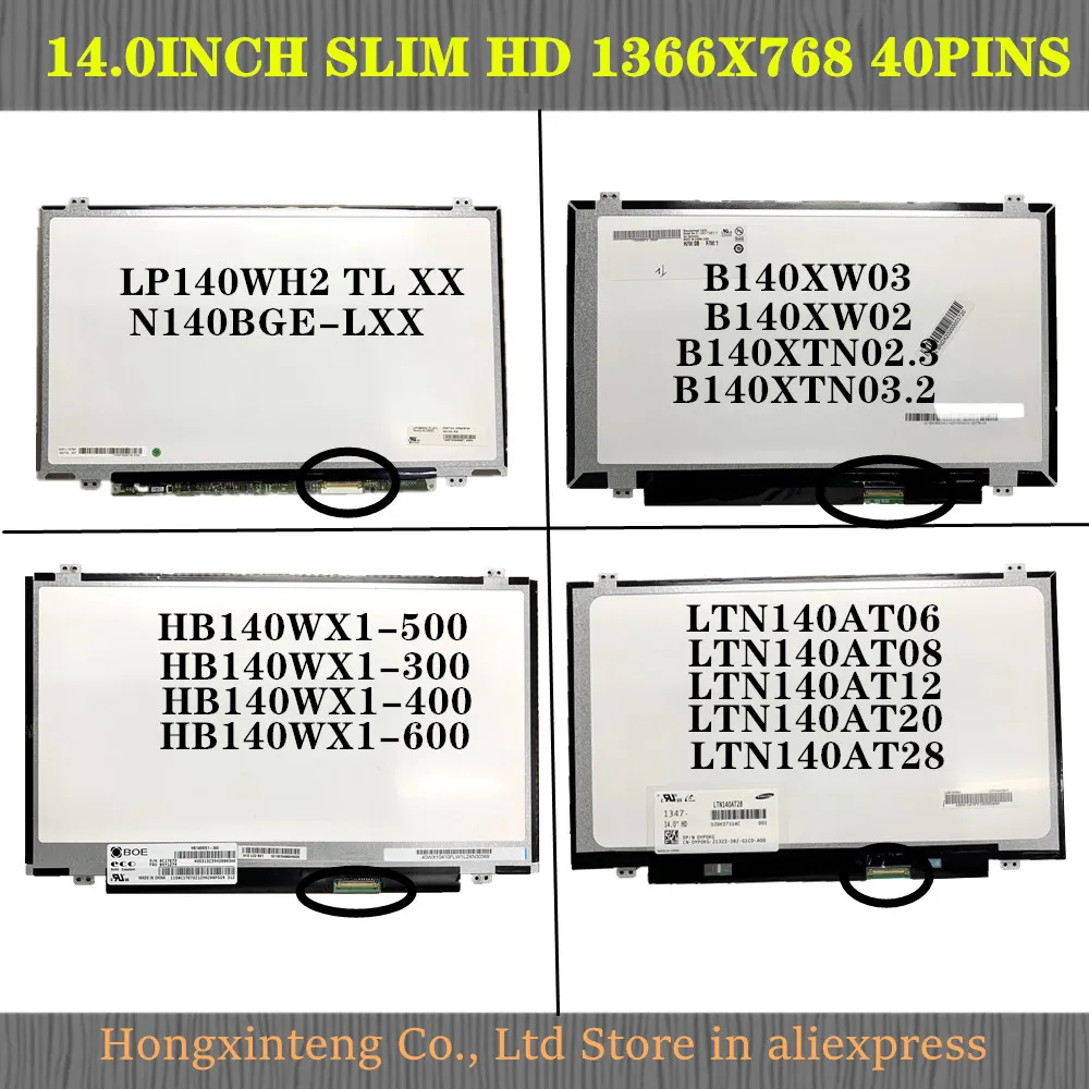 Laptop Lcd Led Screen Display Matrix 14 Slim 40 Pinos hd B140xw02 v1 v2 N140bge-l41 L42 Lb2 N140b06-l06 Lp140wh2 Ltn140at20 - Imagem 5
