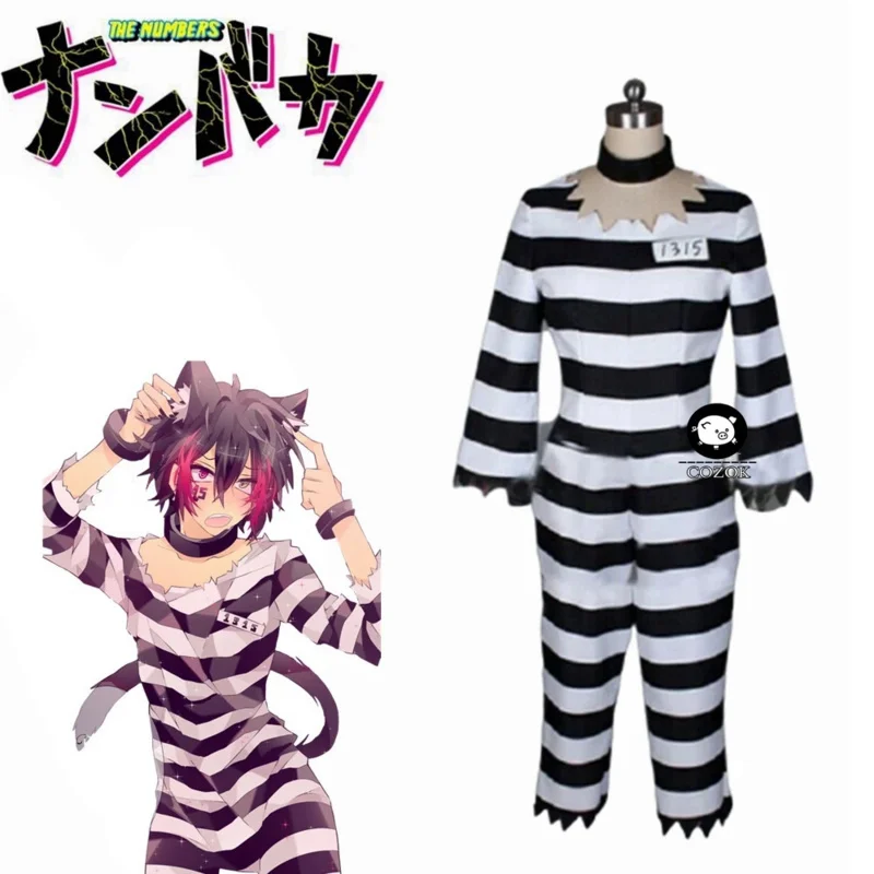 

Anime Nanbaka Detentionhouse Cosplay Costume No.15 Jyugo Striped Prisoner Suit