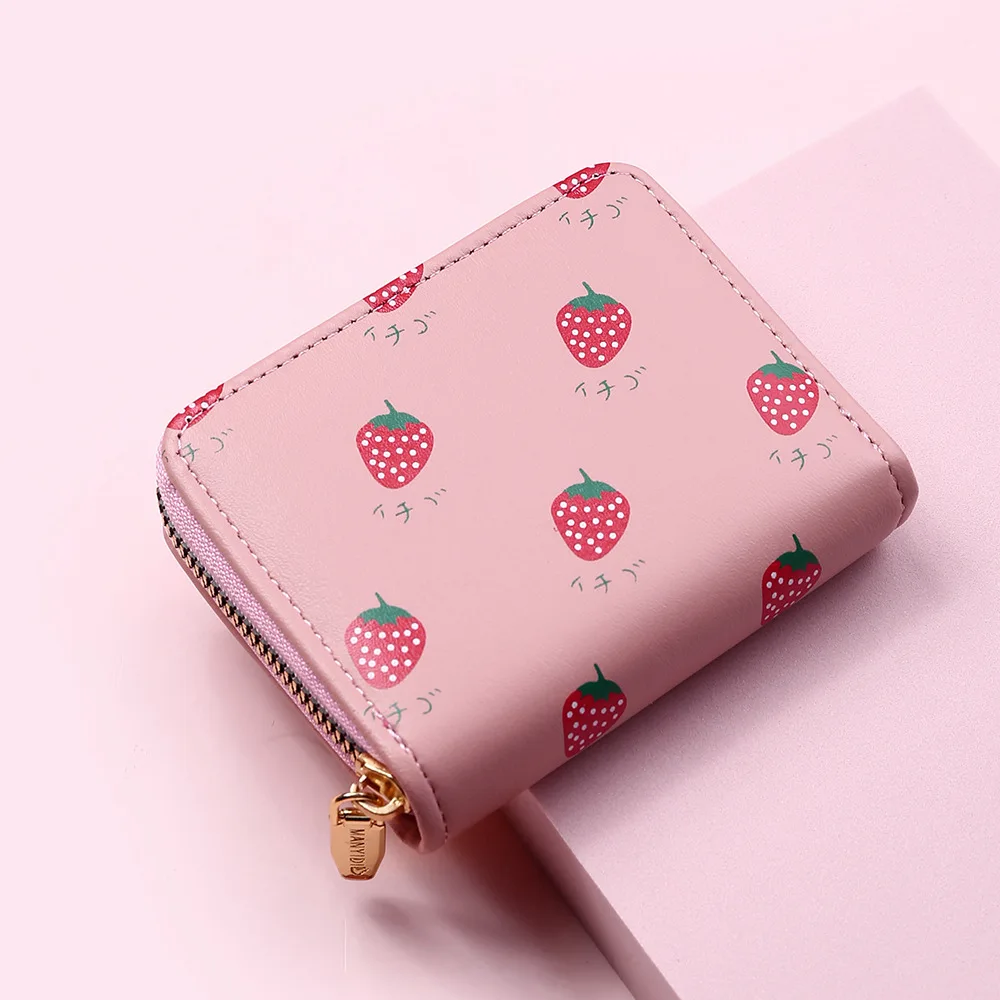 VEELAM Women's Cute Kawaii Strawberry Trifold Wallet