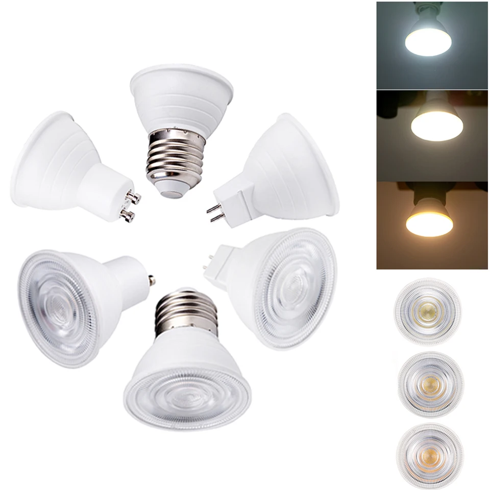 220V 7W GU10 MR16 E14 B22 E27 Dimmbar GU5.3 LED Strahlerbirne Kaltweiß