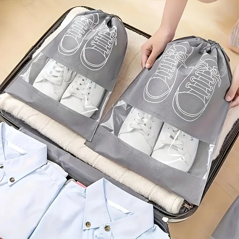 창문이 있는 신발 보관 가방 10팩, 방진 휴대용 여행용 신발 정리 파우치, 보관 액세서리용 운동화 보관 가방