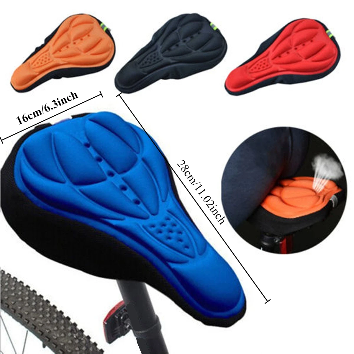 3D Bicycle Seat Breathable Bicycle Saddle Seat Thickened Mountain Bike Seat Cushion Riding Equipment Accessories