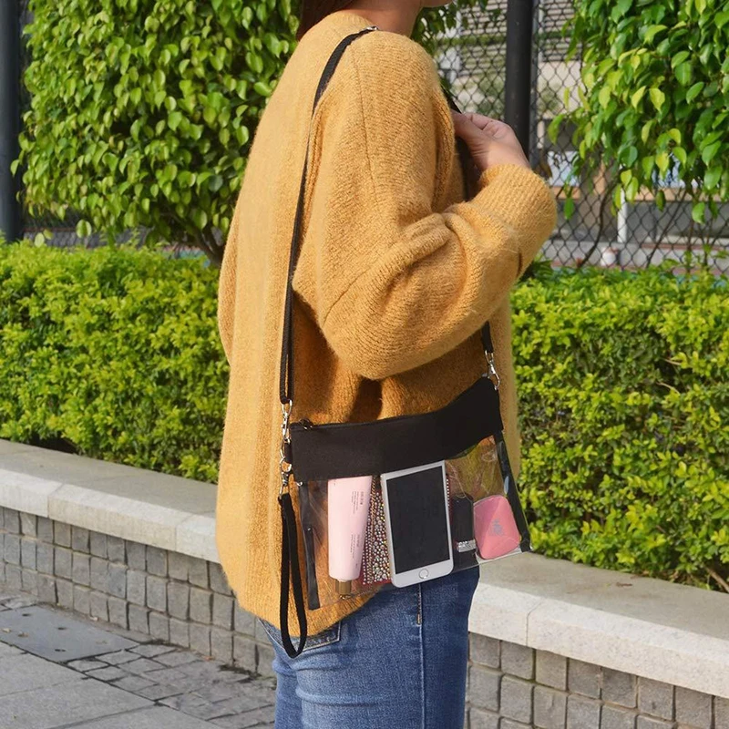 Transparent Crossbody Shoulder Bags Simple Zipper Small All-Match Couples Fashion Clear Handbags Pvc Harajuku Purses Phone Bag