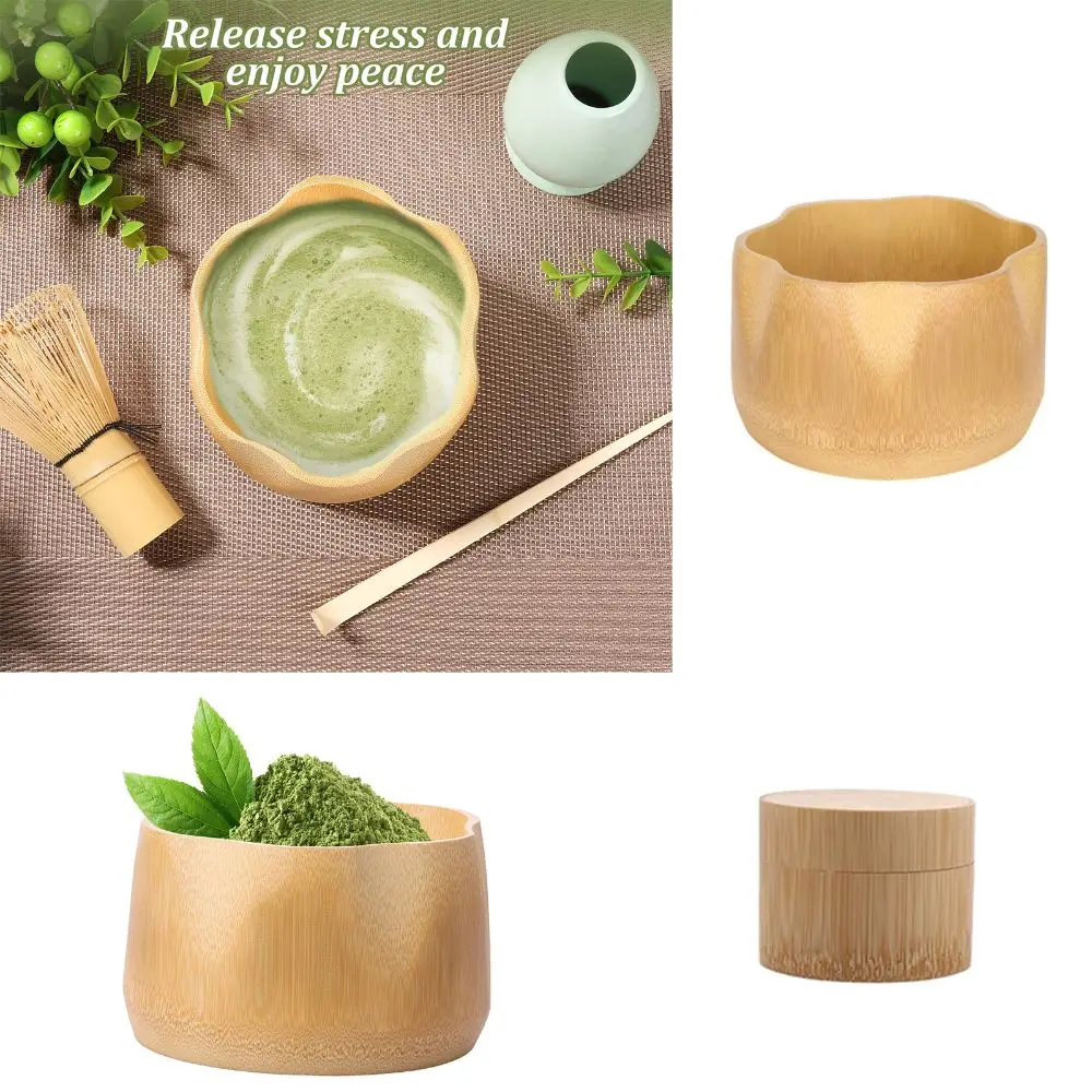 New Bamboo Matcha Bowl Reusable Portable Tea Canister Tranditional Tea Leaves Storage Jar Set Accessories