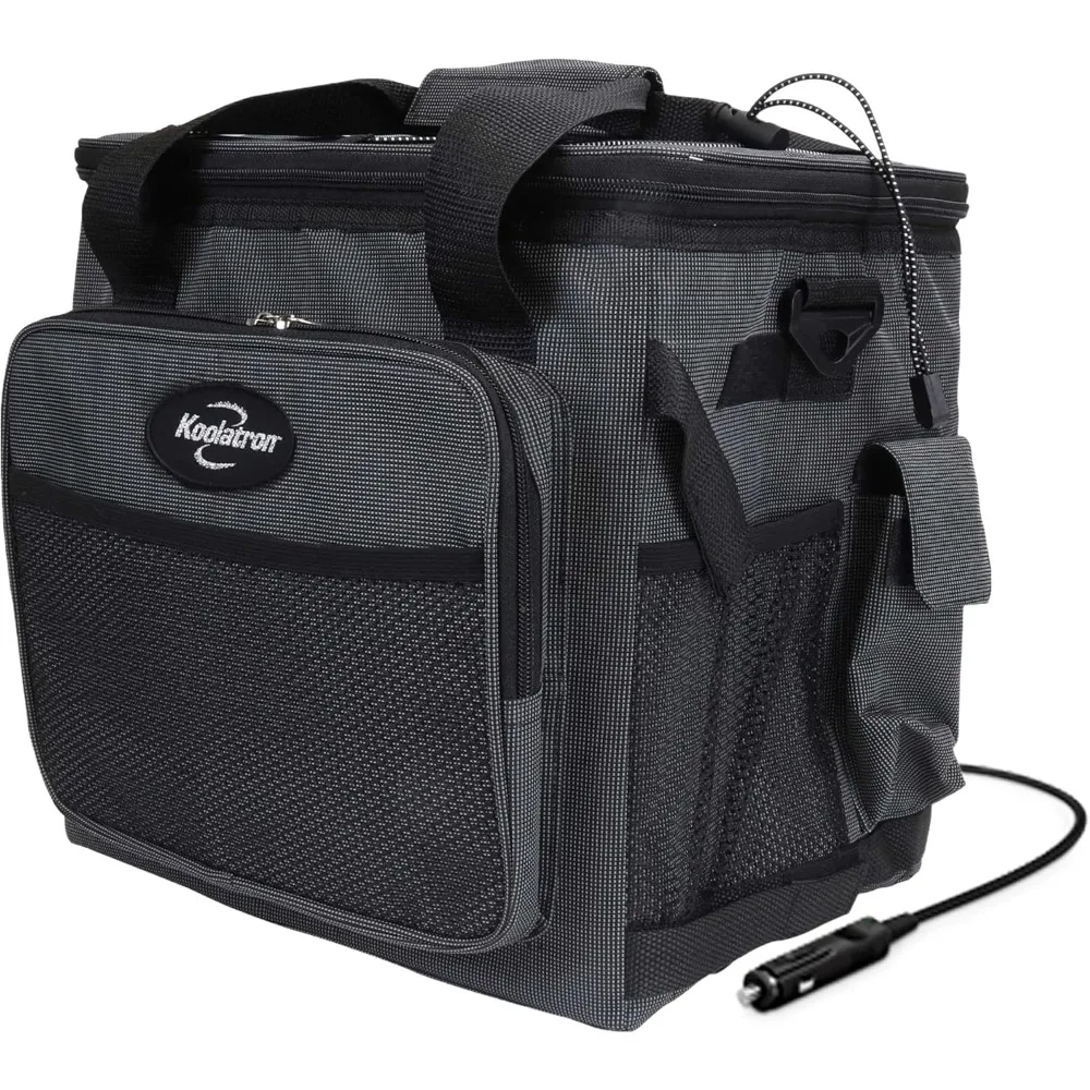 Electric Portable Cooler Plug in 12V Car Cooler Bag, 26 qt (25 L) Black/Gray Soft-Sided Portable Car Fridge