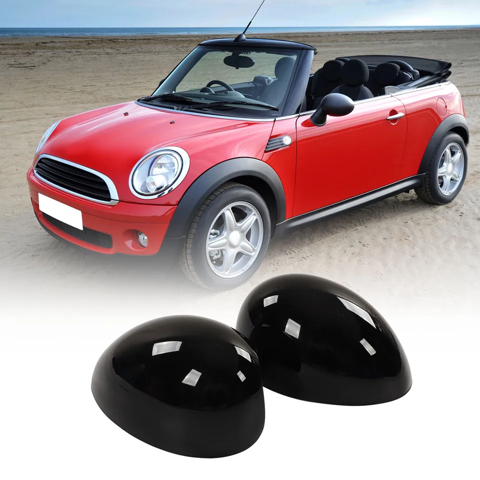 Cubiertas De Espejo Retrovisor Brillante Negro Para MINI R55-R61 2007-2016 - Par Izquierdo Y Derecho