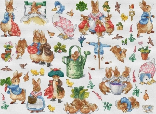 

rabbit happy family 64-50 Needlework Kit Cross stich unPainting Set Cross Stitch Kits Cross-stitch Embroidery