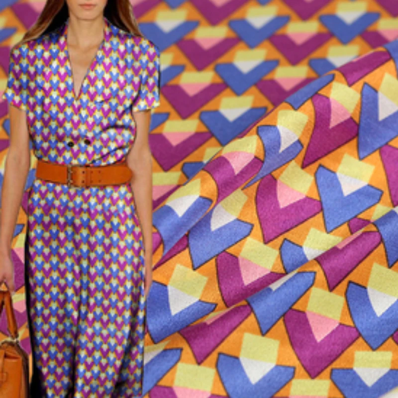 

Шелк тутового шелкопряда, крепдешиновая ткань, модная цветная Женская одежда с V-образным вырезом для платья, мягкая ткань для шитья одежды