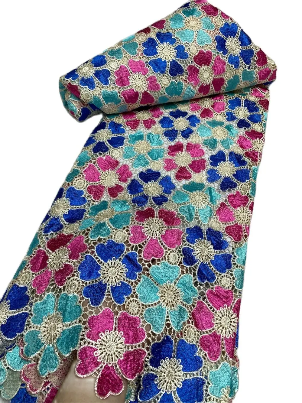 

5 Yards High Quality Guipure Lace Pretty Flowers Cord Lace Embroiderey African Cord Lace For Sewing