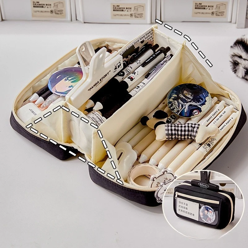 Astuccio per matite di grande capacità Ins Semplicità Estetica Ita Bag Style per forniture per studenti di cancelleria per scuole medie e superiori - immagine 6