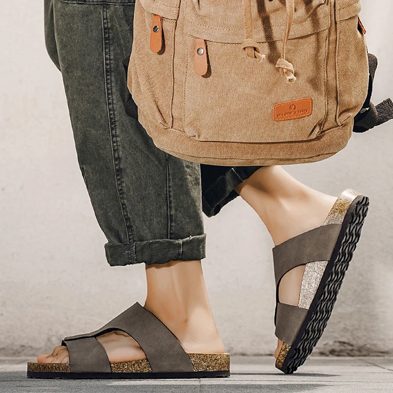 Men's Summer Cork Clogs, Anti-slip Casual Outdoor Slides_voghion.com