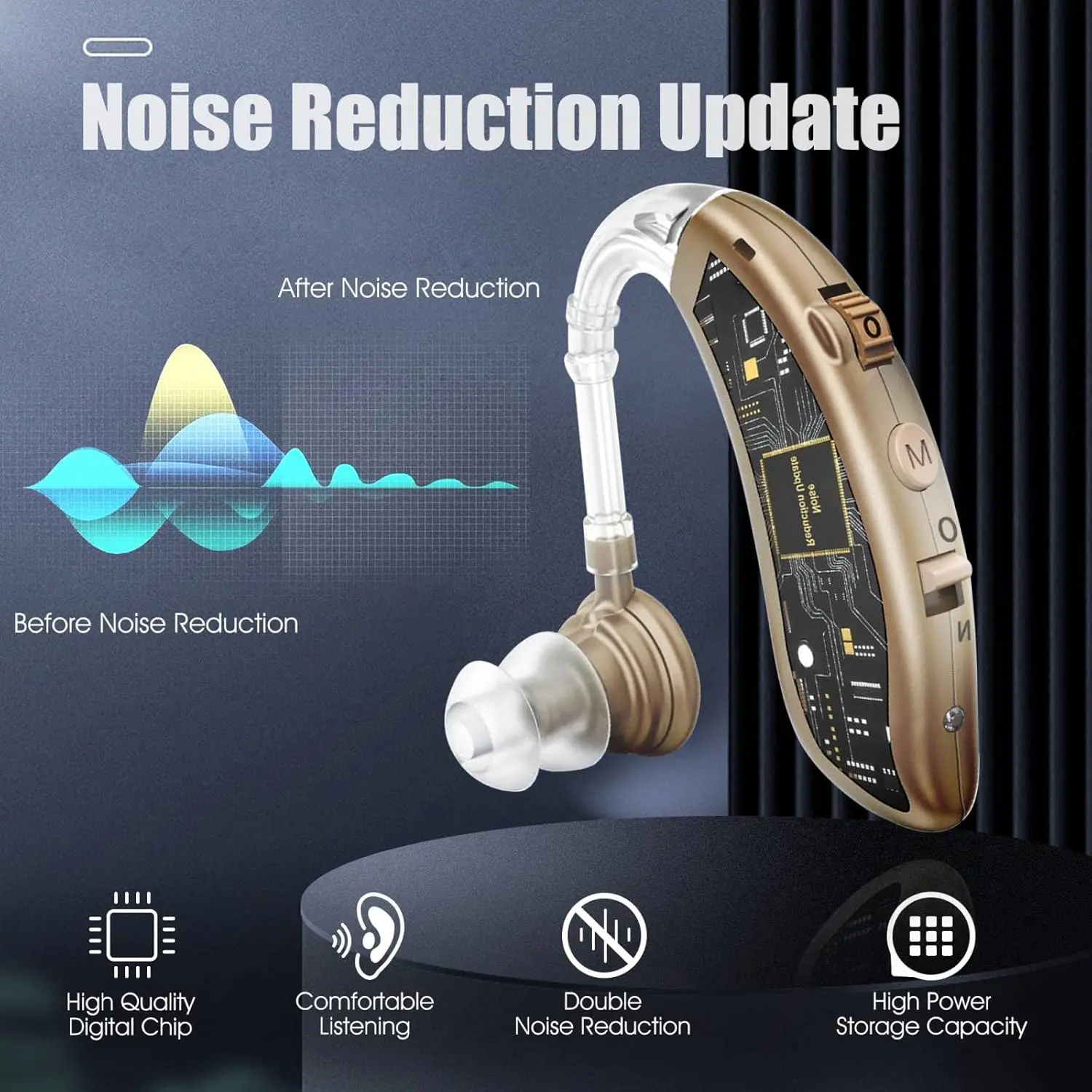 Hearing Aid Rechargeable hearing aids with charger high-performance comfortable aids for people with loss