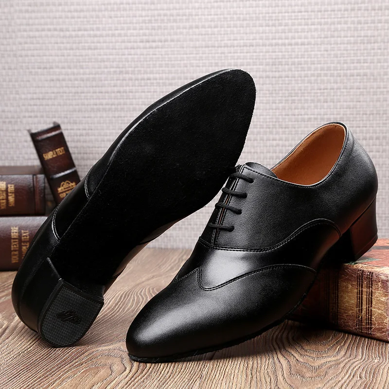 Leather Men Modern Dancing Shoes GYM Ventilate Ballroom Latin Dance Shoes Sports Adult Formal Dress Square Banquet Male Sneakers