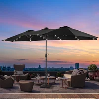 Patio Umbrella 15x9FT LED Double-sided with UPF50+ and Wind-Resistant Design, (No Base), Effortless Operation Outdoor Umbrella 1