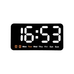 Smart LED Wall Clock with Voice Control, Temperature, Date, Week Display, and Dual Alarms (White)